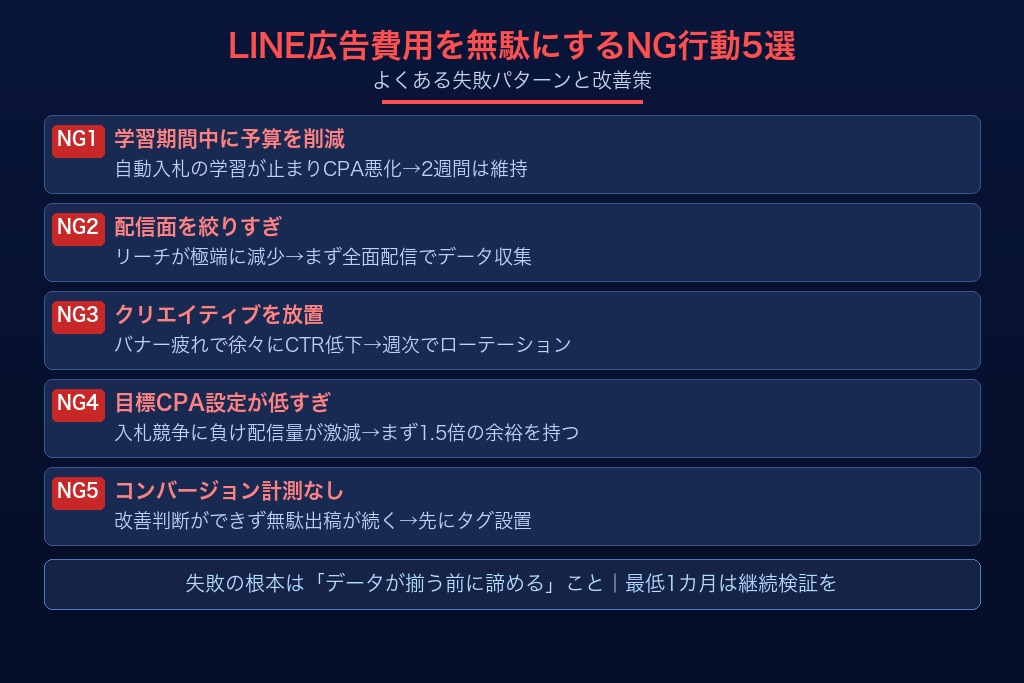 7-1. クリエイティブの摩耗を放置してLINE広告の費用が高騰するケース