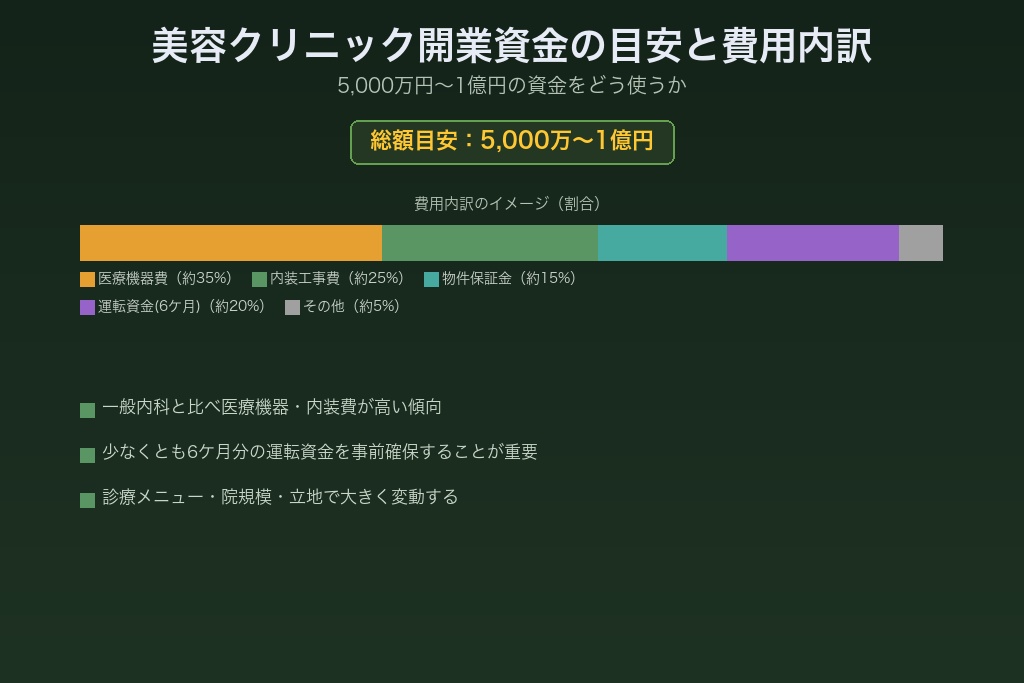 3-1. 美容クリニック開業に必要な総額は5,000万〜1億円