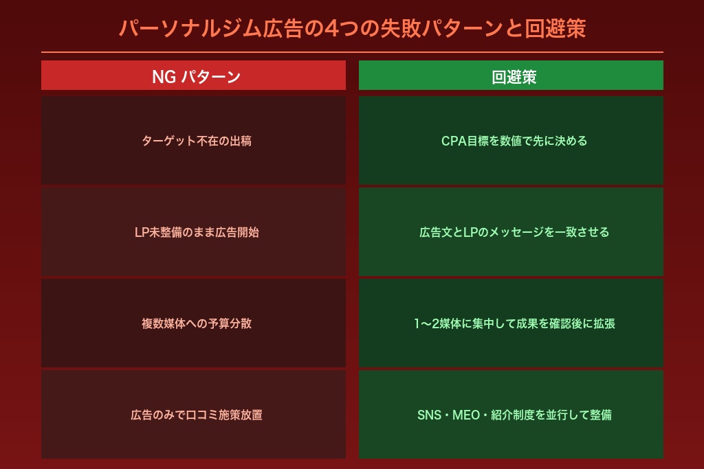 第6章 広告運用で陥りやすい4つの失敗パターンと回避策｜パーソナルジムでよくある落とし穴