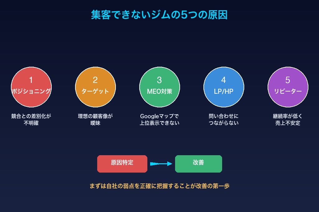 ポジショニングが曖昧で「選ばれる理由」がないパーソナルジム