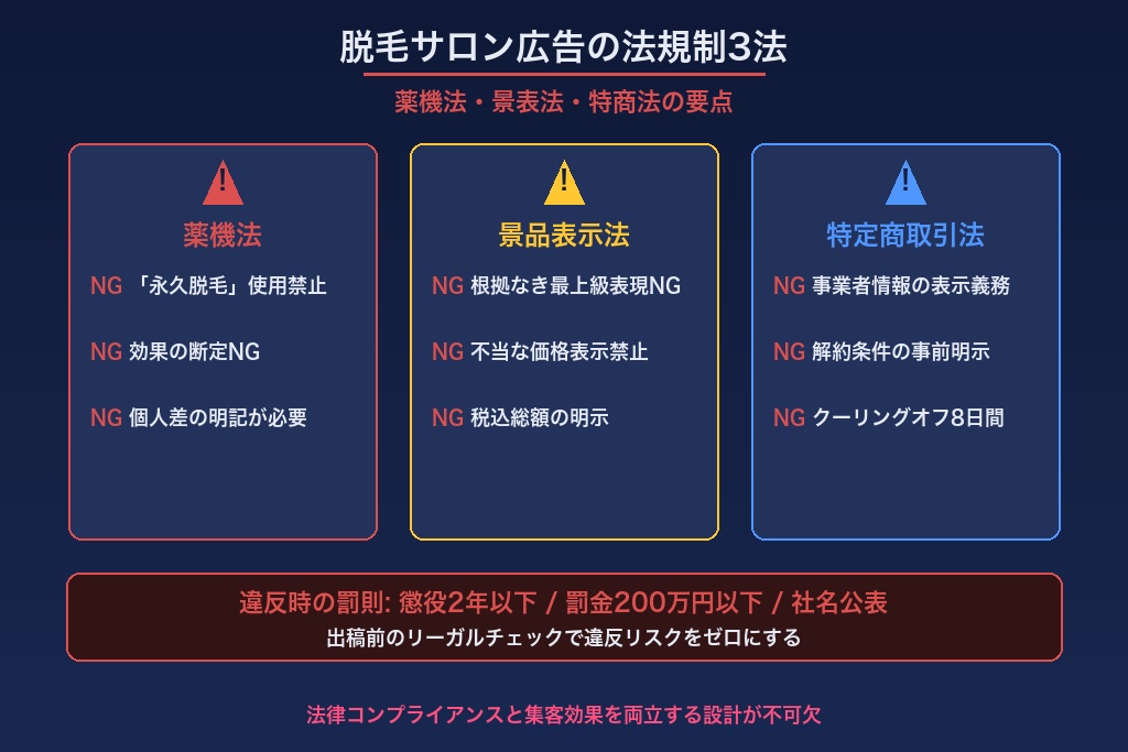 第7章 薬機法・景表法・特商法|脱毛サロンの広告規制と違反時の罰則