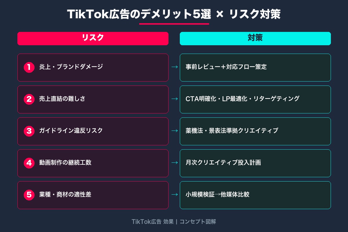 第3章 見落としがちなデメリットと5つのリスク対策｜TikTok広告の注意点