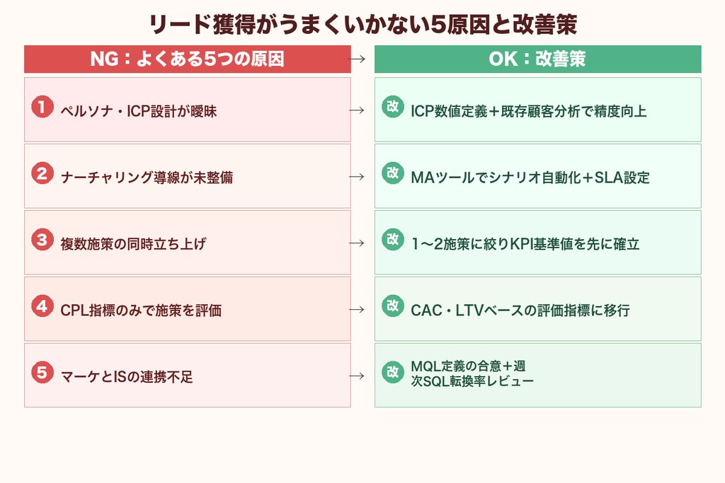 第4章 SaaSのリード獲得がうまくいかない5つの原因｜改善策をセットで解説