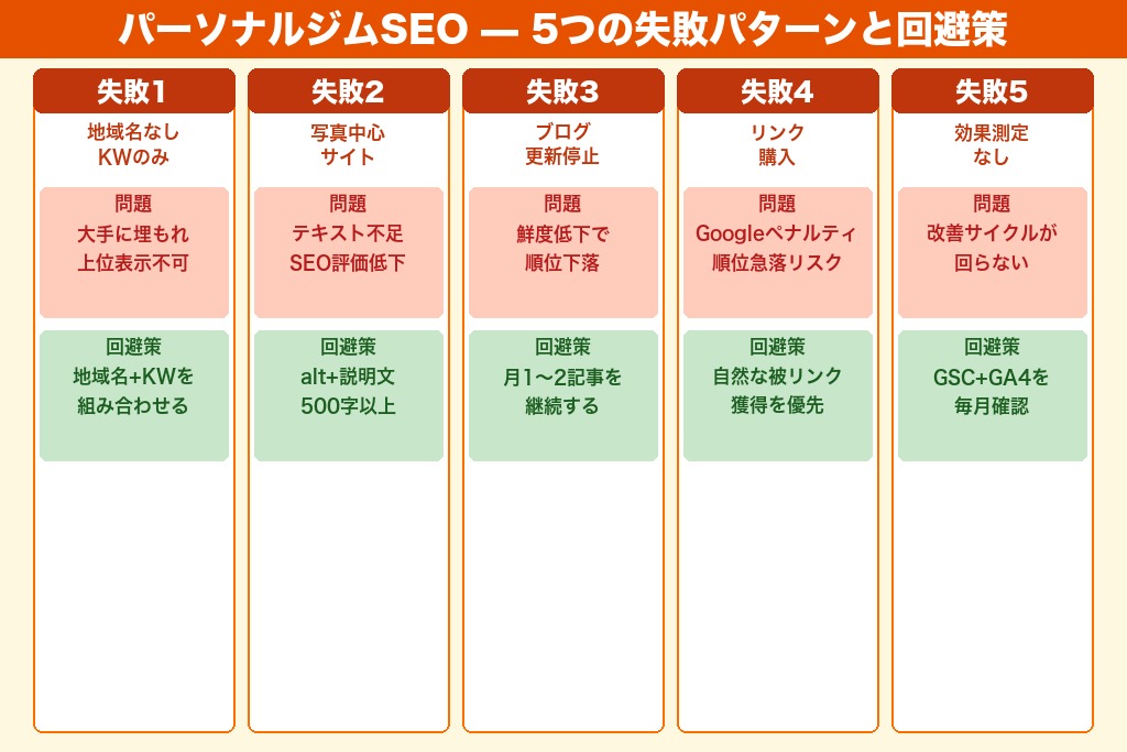 第8章 パーソナルジムのSEO対策でありがちな5つの失敗パターンと回避策