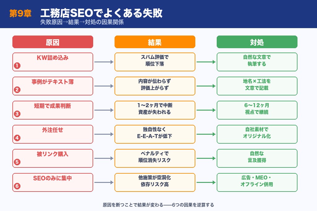 第9章 工務店SEOでよくある失敗と注意点|6つの落とし穴