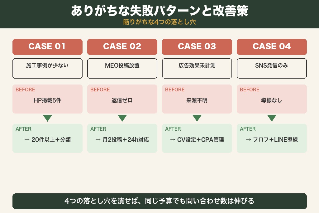 第5章 ありがちな失敗パターンと改善策｜外構工事の集客で陥りやすい落とし穴