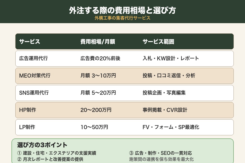 第7章 外注する際の費用相場と選び方｜外構工事の集客代行サービス