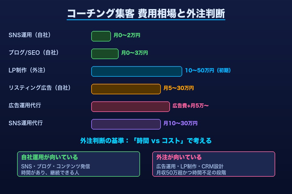 第8章 費用相場とコーチング集客の外注判断｜自社運用との使い分け