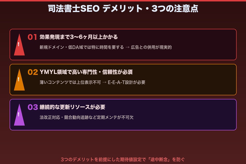 第4章 司法書士のSEO対策における3つのデメリット・注意点