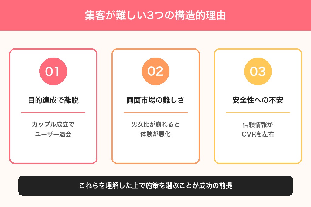 第1章 マッチングアプリ集客が難しい3つの構造的理由