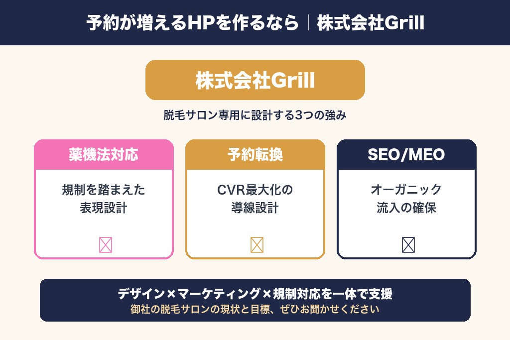 第10章 予約が増える脱毛サロンのホームページを作るなら｜株式会社Grill
