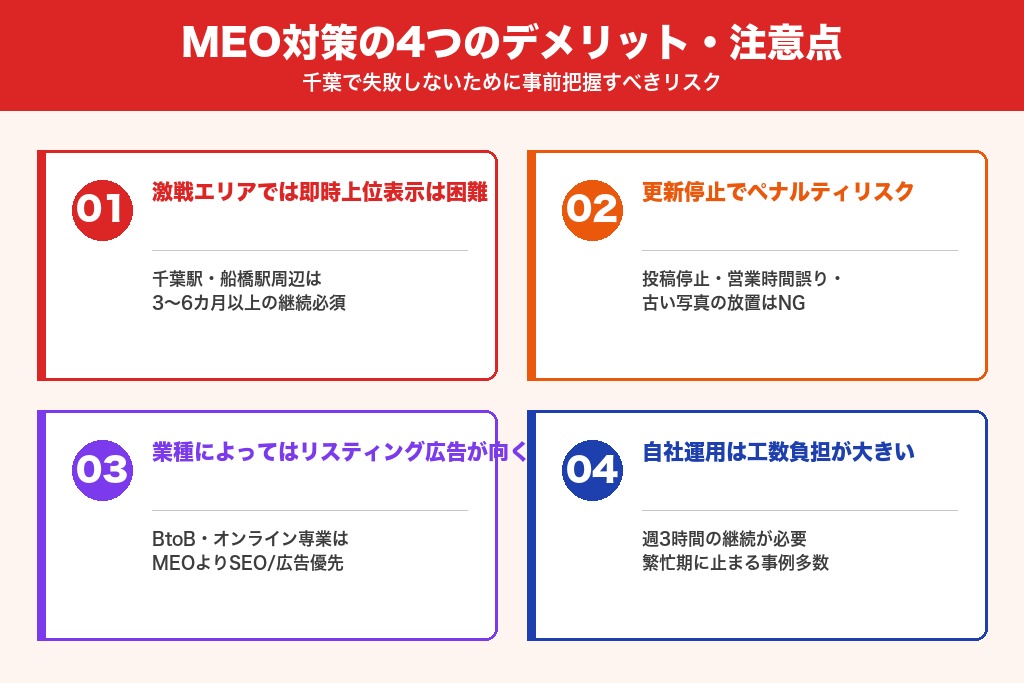 第4章 MEO対策の4つのデメリット・注意点｜千葉で失敗しないために
