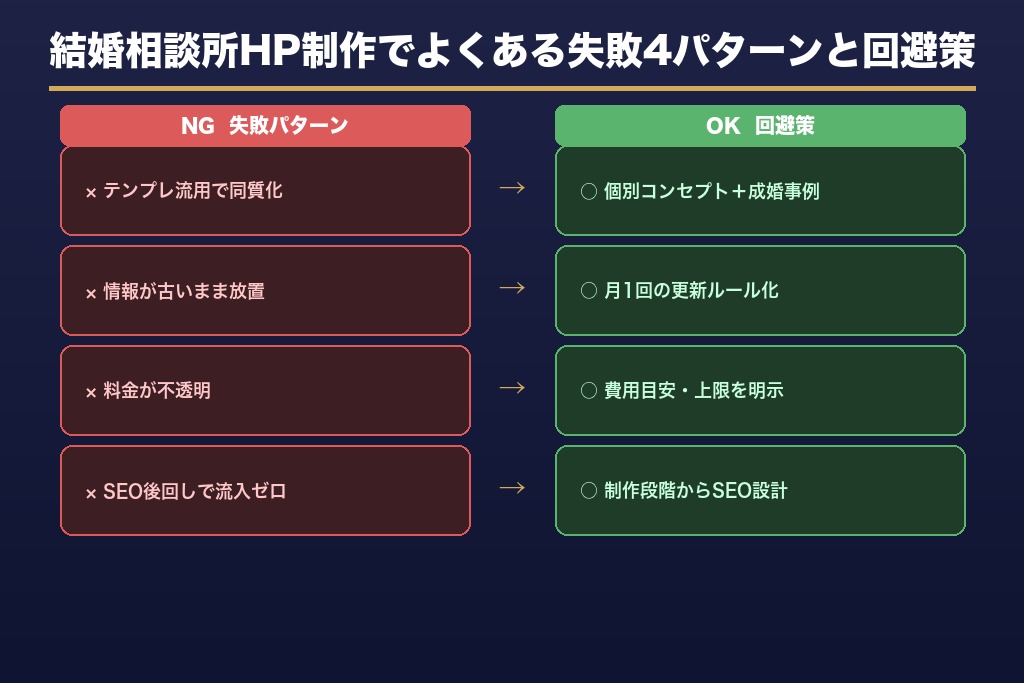 第7章 ホームページ制作でよくある失敗パターンと回避策｜結婚相談所の事例から