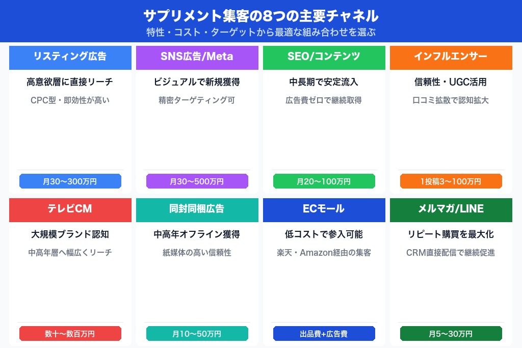 第2章 押さえておきたい8つの主要チャネル｜サプリメント集客の手段を網羅
