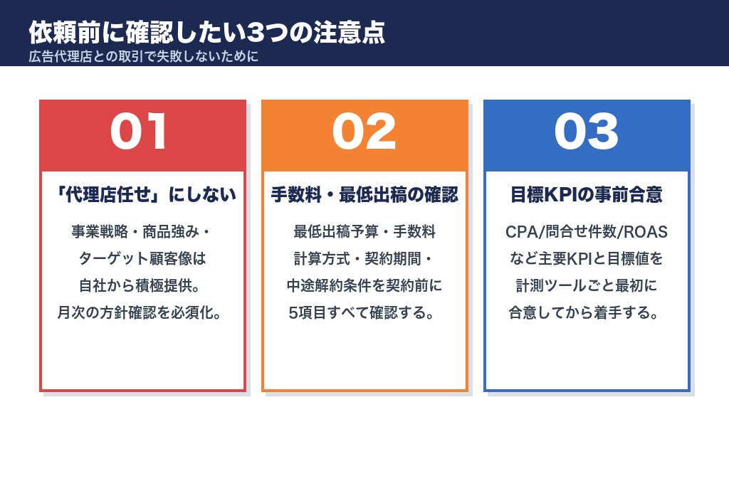 第6章 依頼前に確認したい3つの注意点|広告代理店との取引で失敗しないために