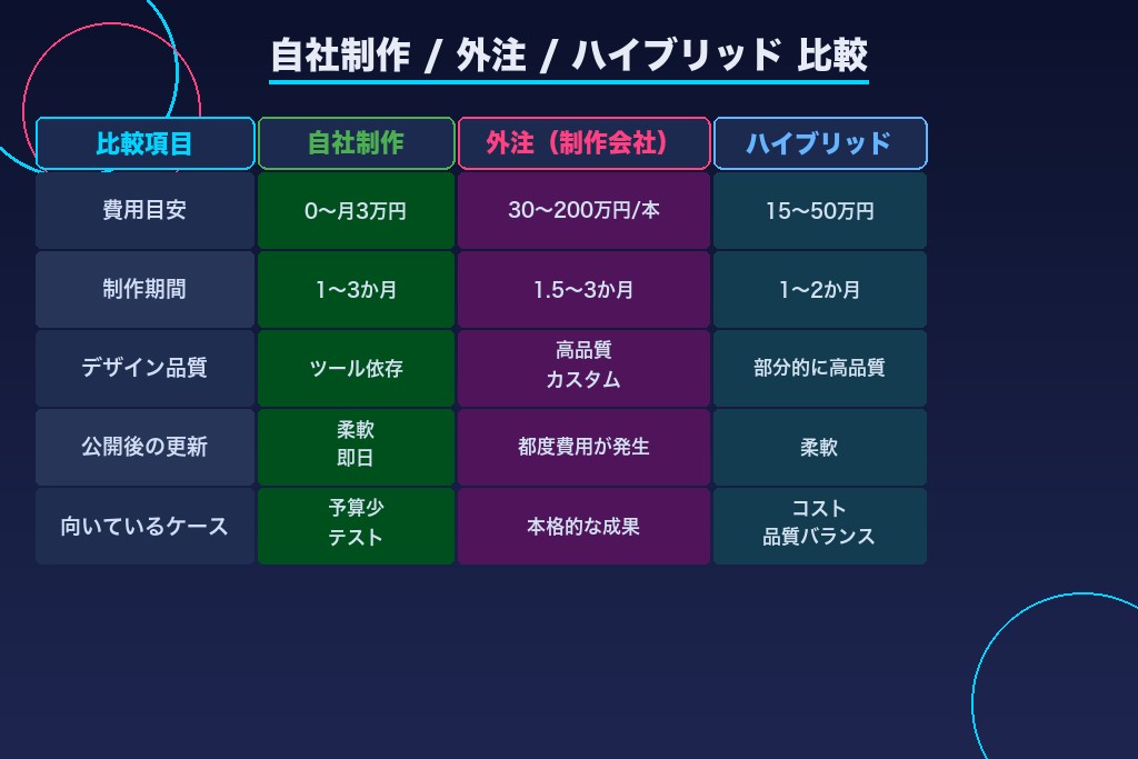 第9章 自社制作と外注で何が変わるか|LP制作の流れに与える違いと判断軸