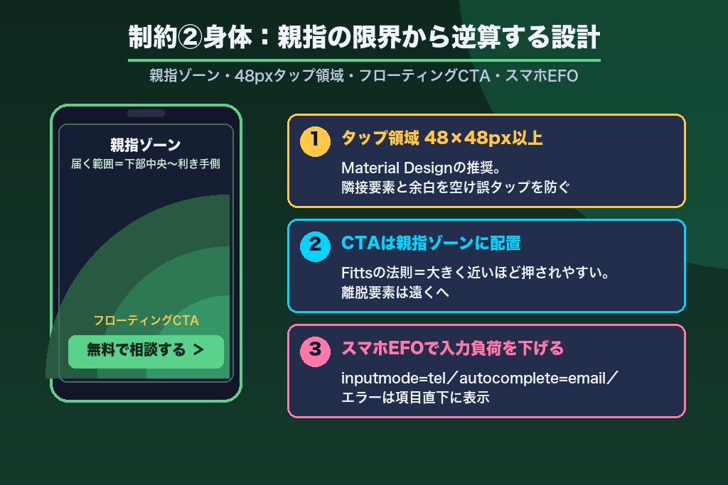 第3章 【制約②身体】親指の限界から逆算するCTA・タップ・スマホEFO