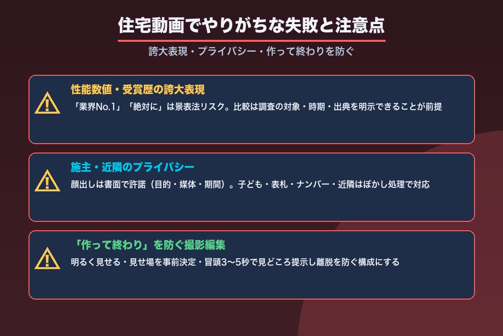 第5章 住宅動画でやりがちな失敗と表現の注意点｜誇大表現・プライバシー・法規制