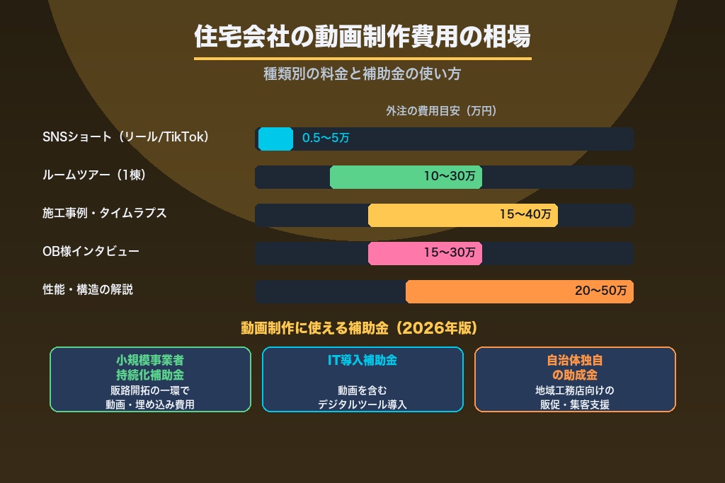 第6章 住宅会社の動画制作費用の相場｜種類別の料金と補助金の使い方