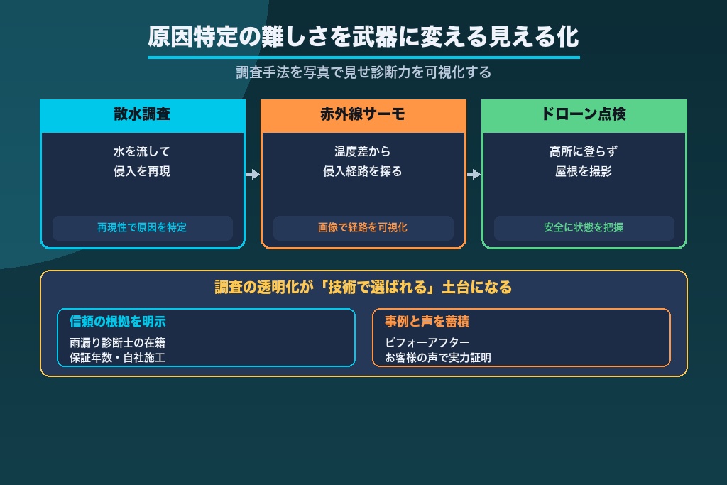 第5章 原因特定の難しさを武器に変える|雨漏り診断の「見える化」コンテンツ