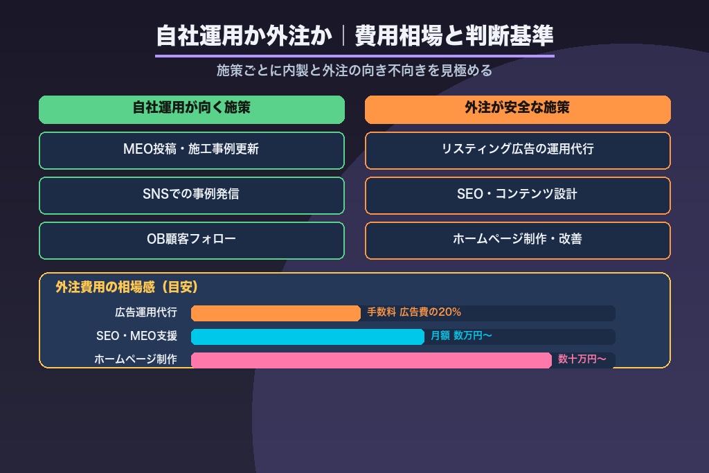 第9章 雨漏り修理の集客は自社運用か外注か|費用相場と判断基準