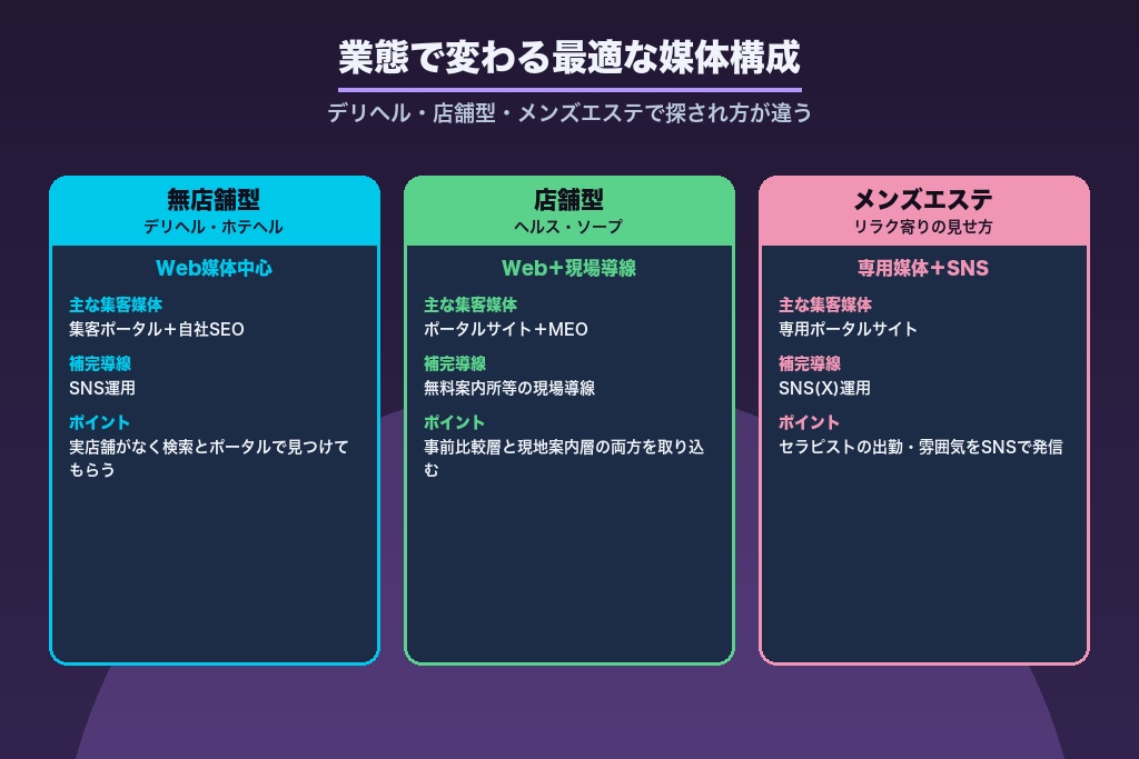 第5章 業態で変わる最適媒体｜デリヘル・店舗型ヘルス・ソープ・メンズエステ