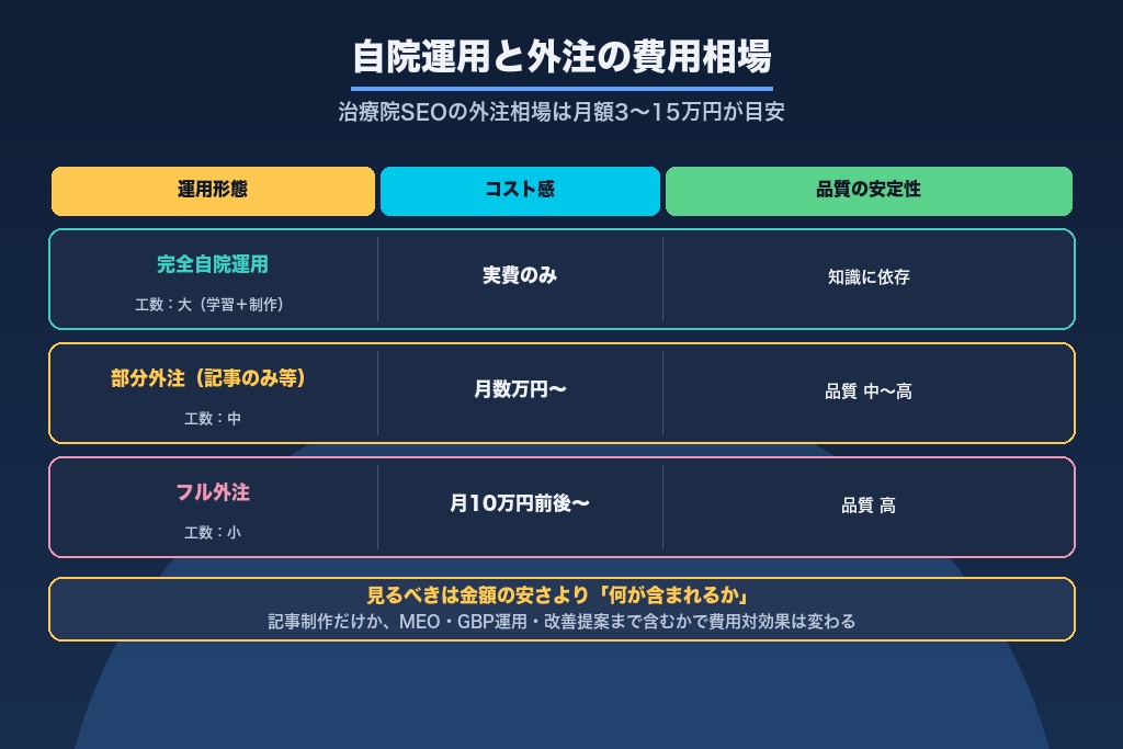 第9章 自院運用と外注の費用相場｜鍼灸院SEOにいくらかけるべきか