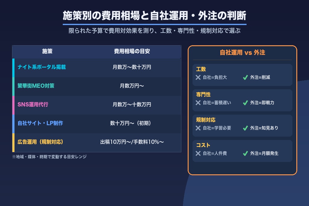 第8章 費用相場と自社運用・外注の判断基準｜キャバクラ集客のコスト設計