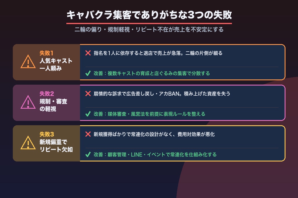 第11章 集客でありがちな失敗と改善の視点｜キャバクラ経営の3つの落とし穴