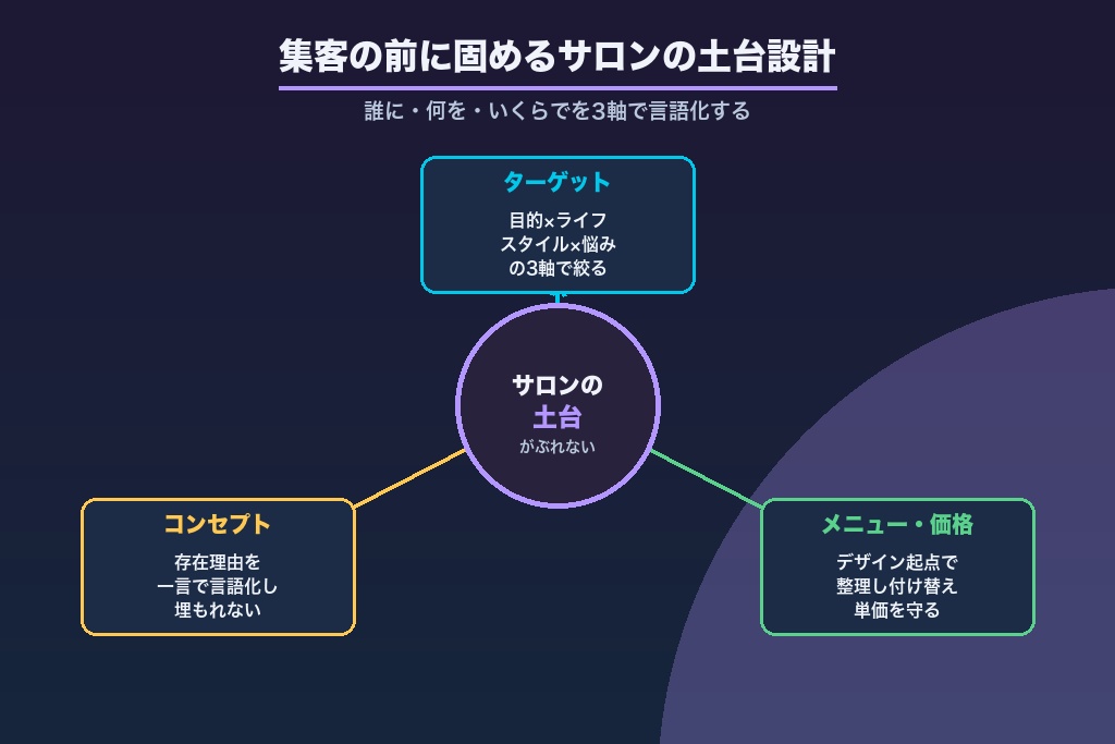 第3章 集客を始める前に固めるサロンの土台設計｜ターゲット・コンセプト・メニュー