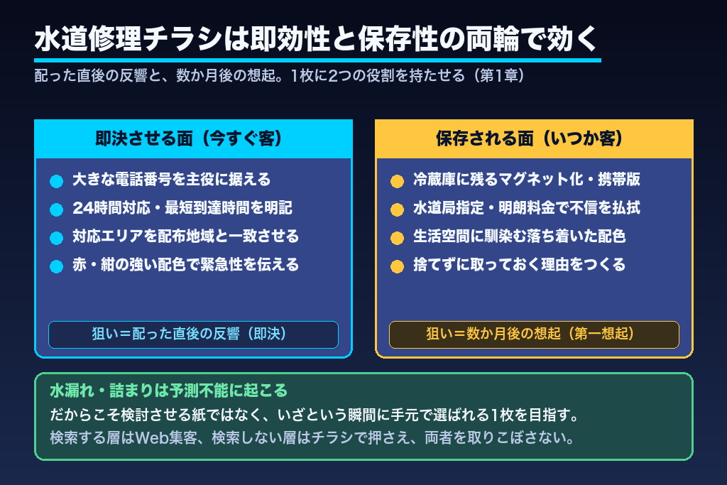 第1章 水道修理のチラシが「即効性」と「保存性」の両輪で効く理由｜業種特性から設計する