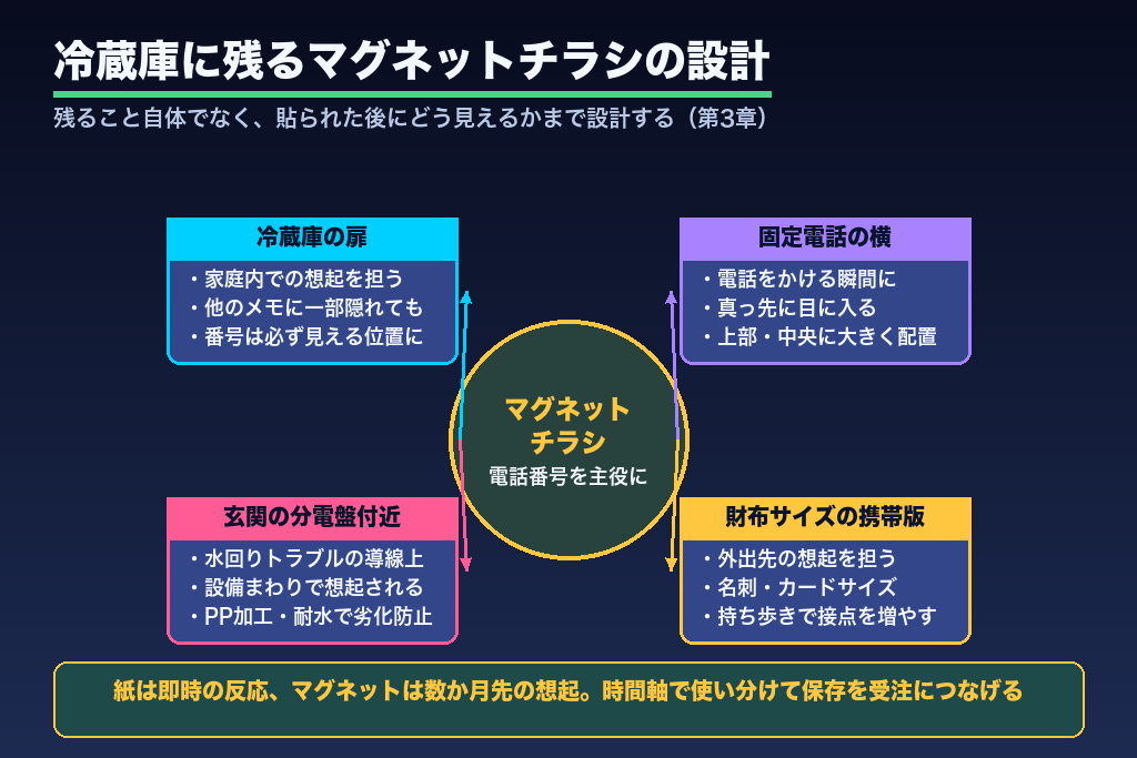 第3章 冷蔵庫に残るチラシの作り方｜マグネット化・防水加工・設置場所の設計
