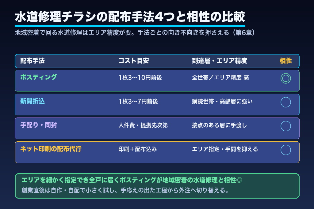 第6章 配布手法と配布先の広げ方｜水道修理チラシを届ける手法・層・提携先の設計