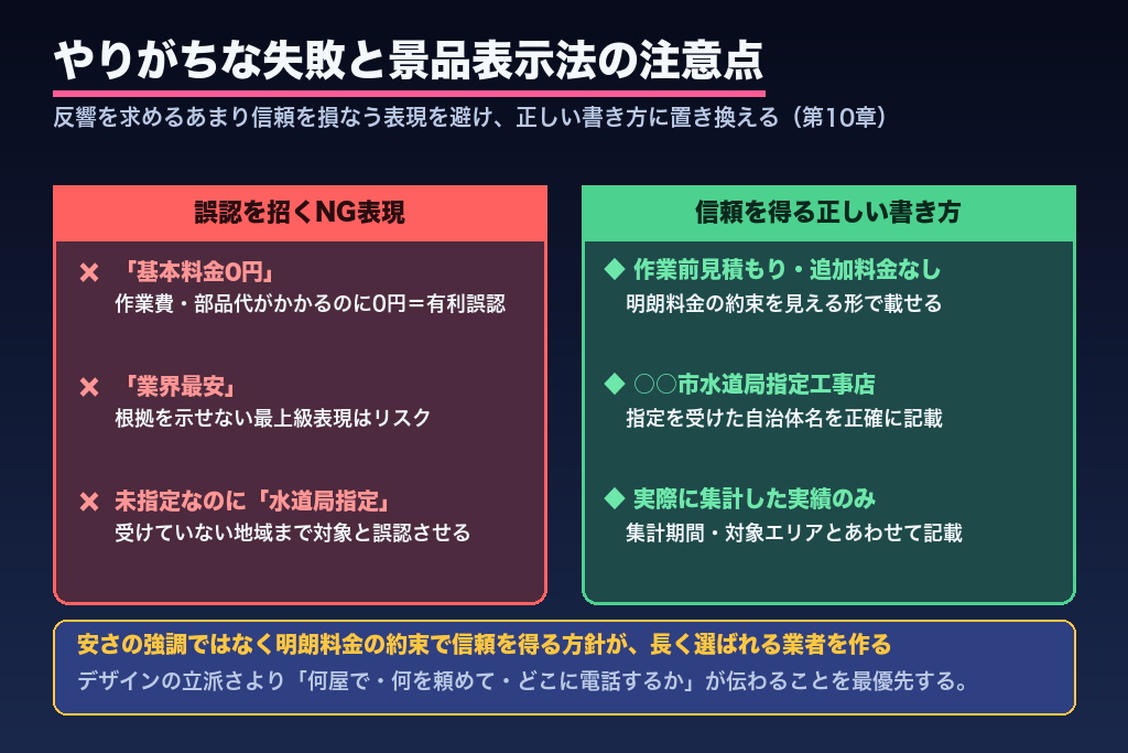 第10章 やりがちな失敗と景品表示法の注意点｜水道修理チラシで信頼を損なわないために