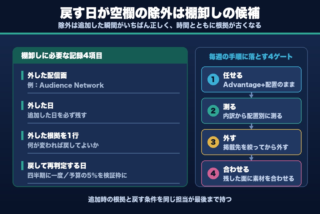 第14章 外した面を戻す日まで決めて、Meta広告の配信面運用を回し続ける
