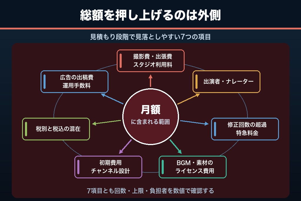 第3章 月額の外に出る費用7項目｜YouTube運用代行で別料金になりやすい工程と税表記の落とし穴