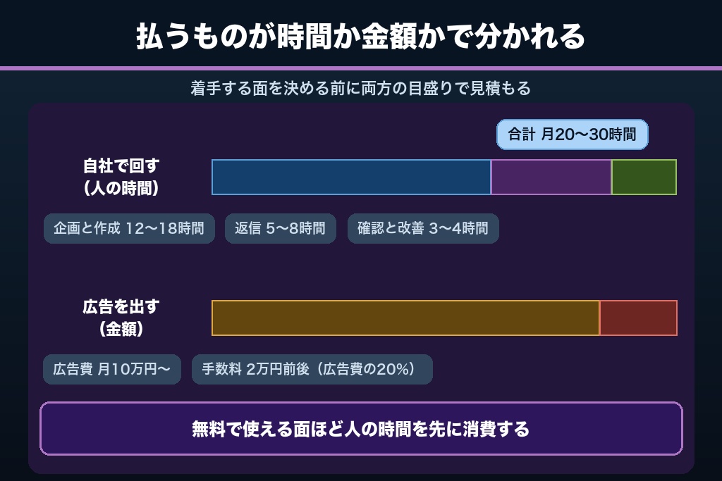 第3章 無料で回る面と広告費が要る面｜Facebook集客の費用と工数の目安