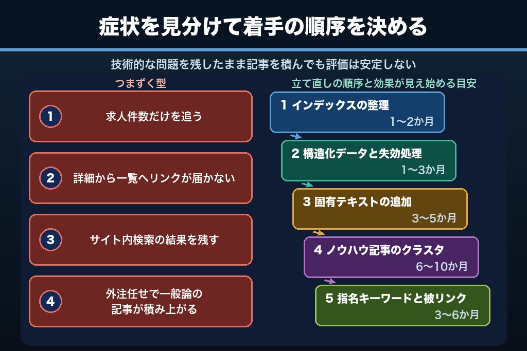 第7章 転職サイトSEOでつまずく5つのパターンと立て直しの順序