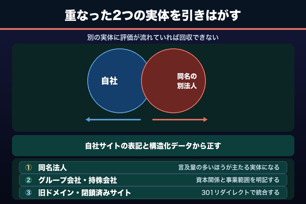 第9章 同名企業との誤結合が起きたときの修正手順｜エンティティが混同される3つの原因