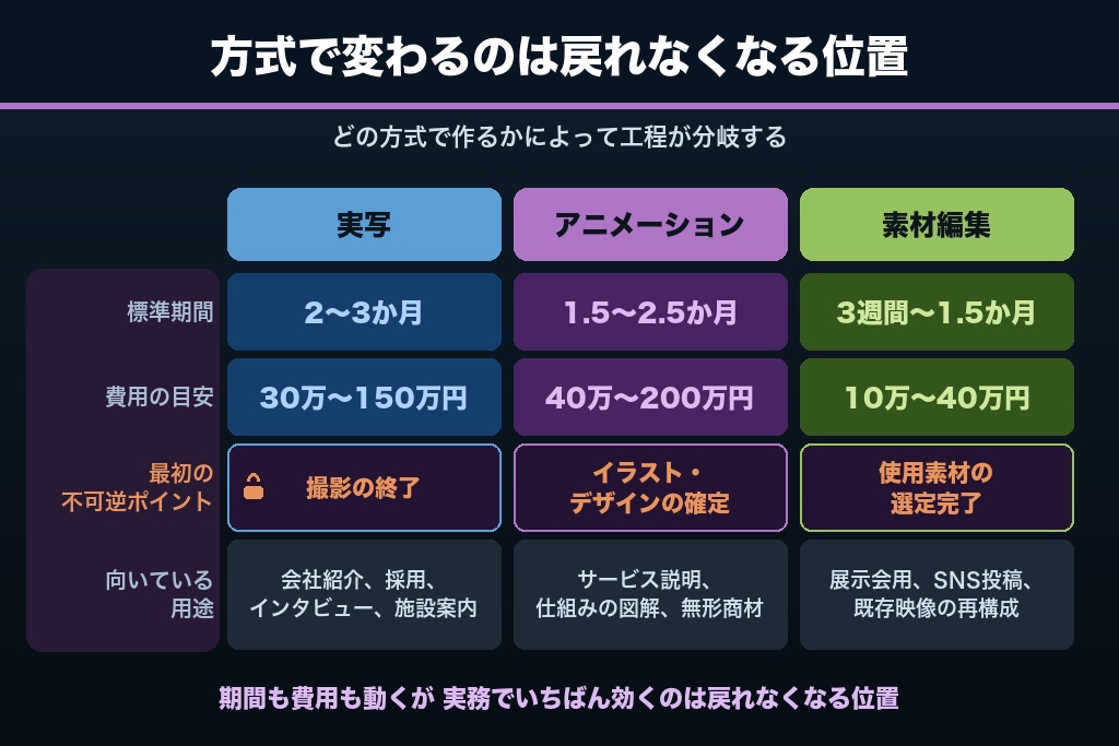 第7章 実写・アニメーション・素材編集の3方式で変わる動画制作の工程分岐