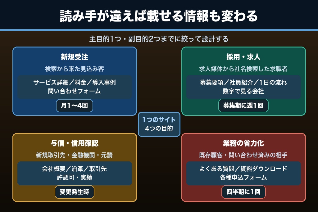 第1章 中小企業のホームページは4つの読者に同時に見られる｜目的の多重性から設計を決める