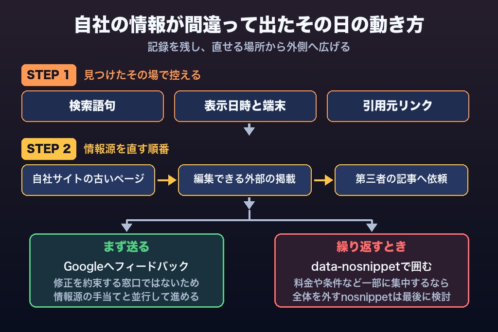 第9章 自社の誤った情報がAI Overviewに出たときの対処｜フィードバックと情報源の修正手順