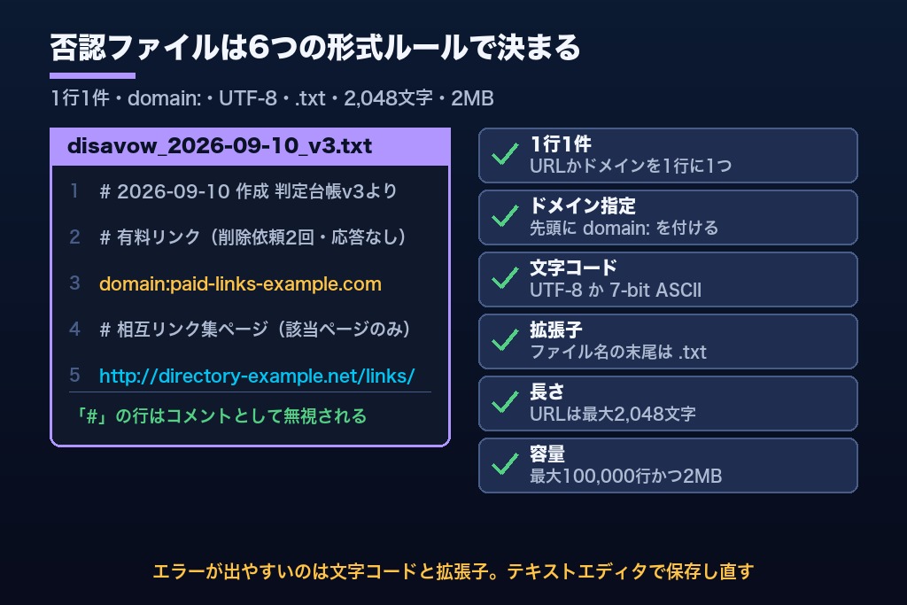 第5章 否認ファイルの書き方とエラーを防ぐ6つの形式ルール｜URL指定とdomain:指定の使い分け