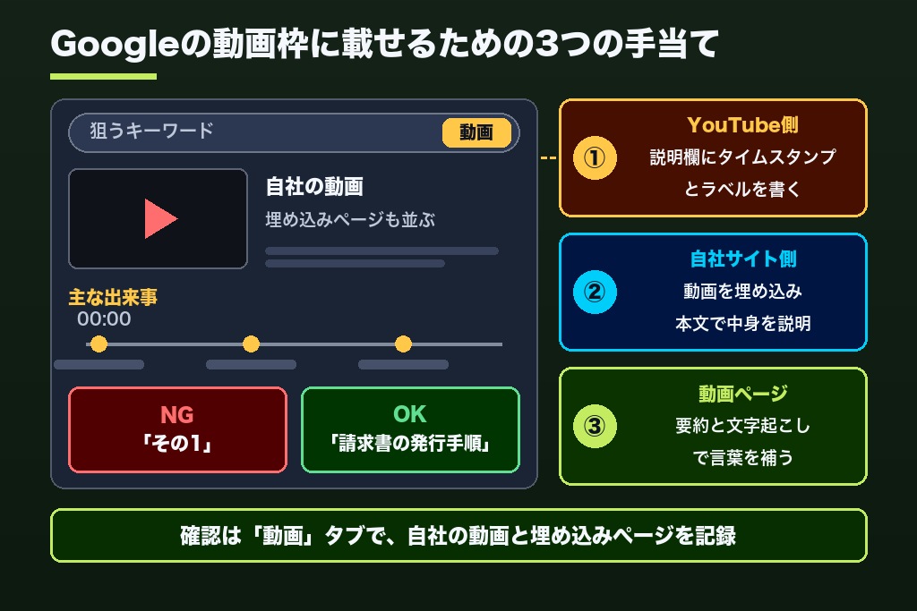 第5章 Google検索の動画枠と「主な出来事」に表示させる3つの設定|YouTube動画のSEO対策