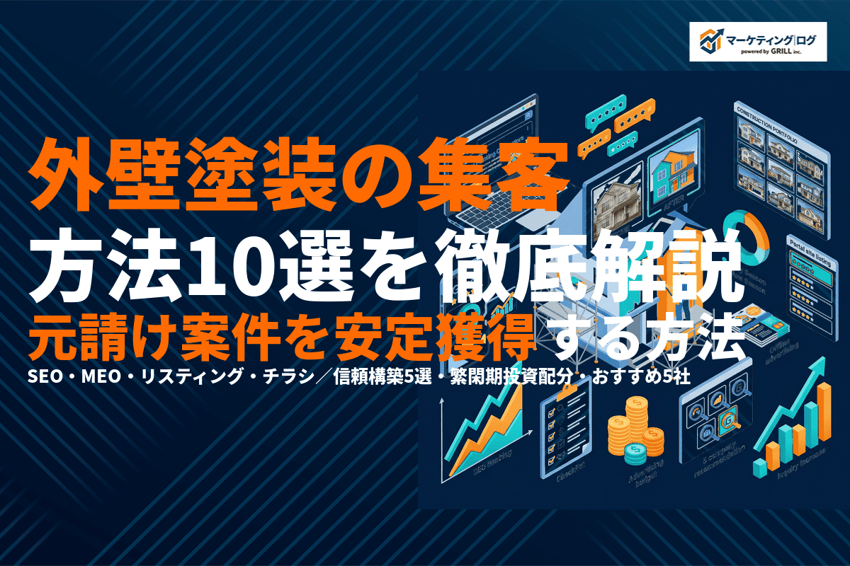 外壁塗装におすすめな集客方法10選！元請け案件を安定獲得するマーケティング戦略を徹底解説！