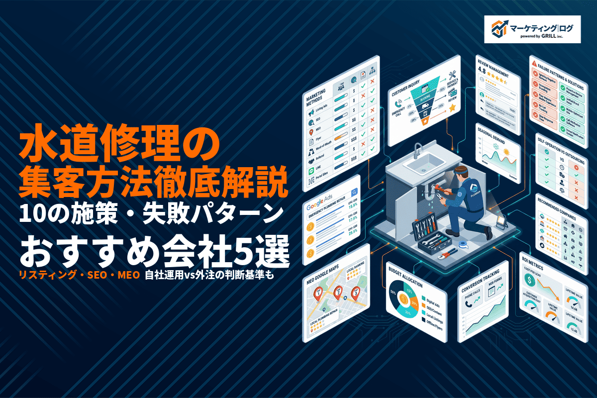 水道修理業の集客施策完全ガイド！効果の高い施策10選・失敗事例・おすすめ代理店5社を解説