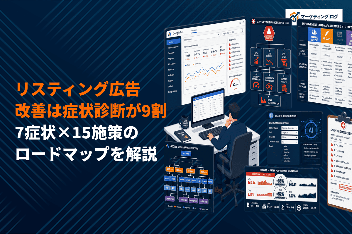 【最新版】リスティング広告の改善は症状診断が9割｜7症状×15施策のロードマップを解説