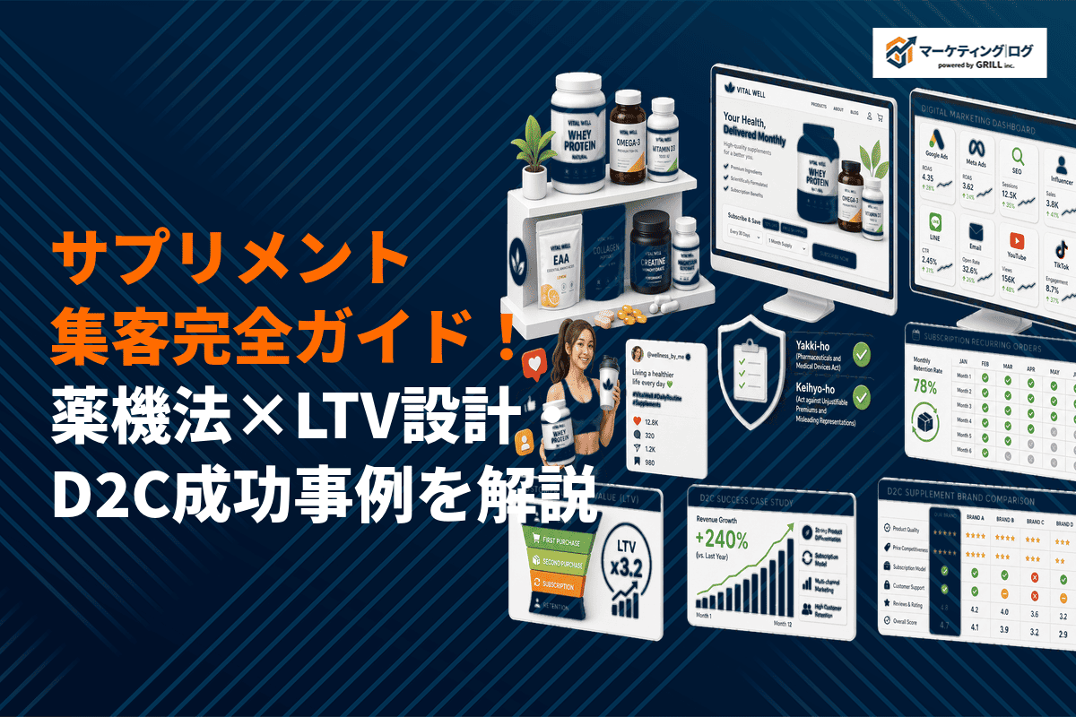 【薬機法×LTV設計】サプリメントの集客の極意を解説！D2C成功事例とおすすめ会社6選まで