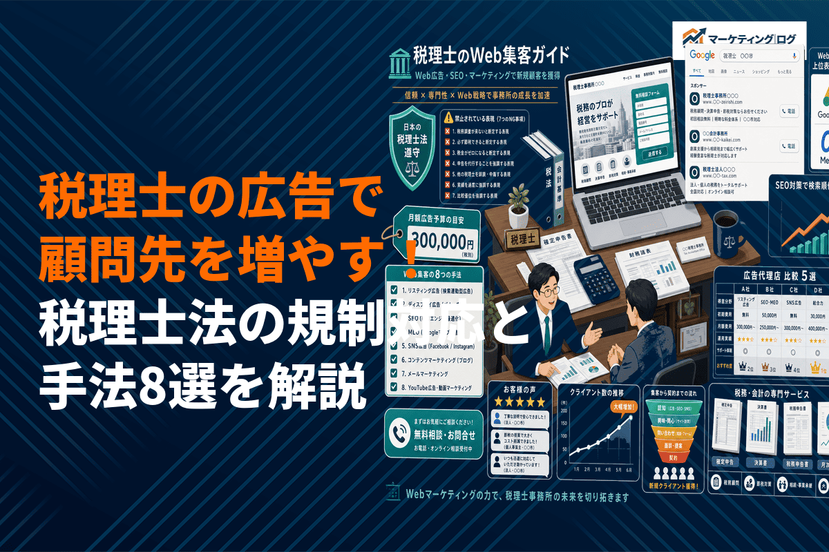 税理士の広告で顧問先を増やす方法！税理士法の規制対応からおすすめ媒体8選・費用相場まで！