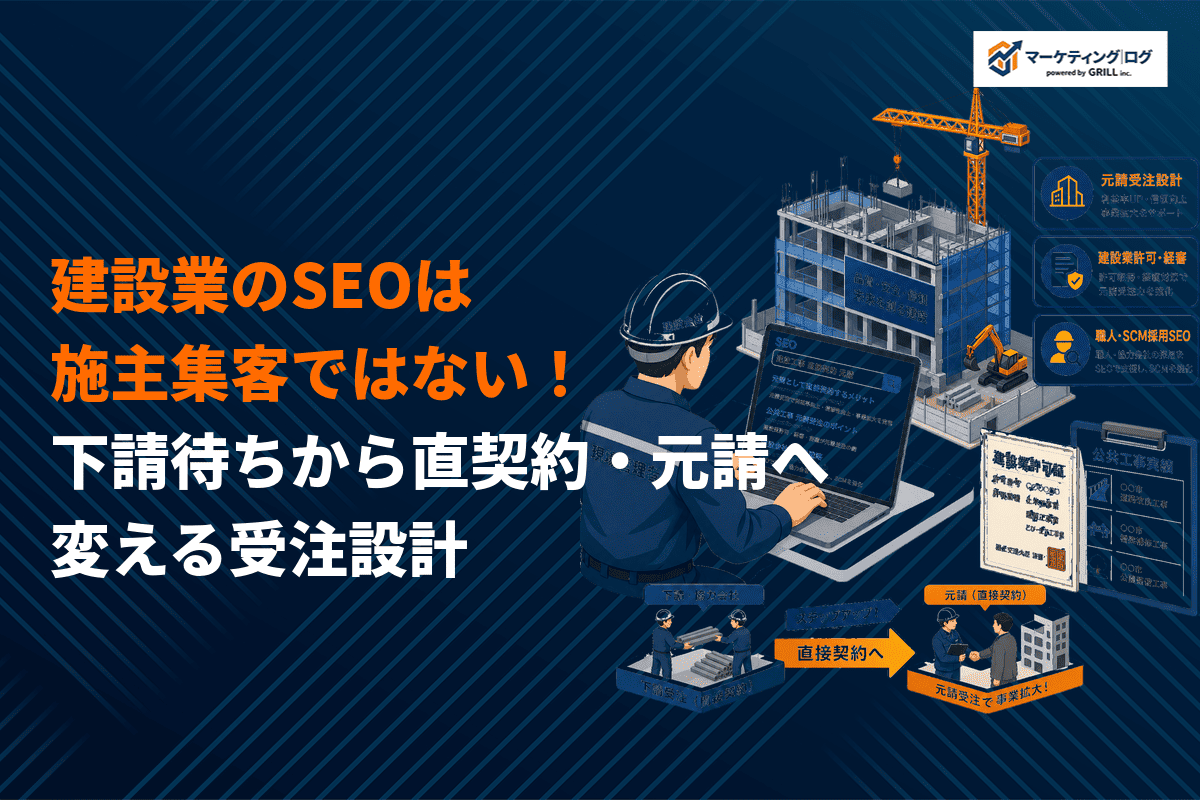 建設業がSEO対策で直契約・元請受注を増やす全設計！下請待ちから脱却する設計の考え方！